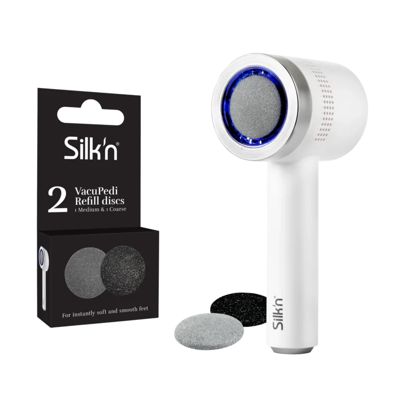 Zestaw elektryczny pilnik do stóp Silk'n VacuPedi srebrny + wymienne tarcze średnia i gruba