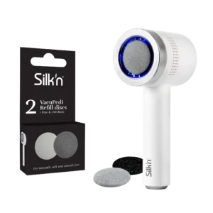 Zestaw elektryczny pilnik do stóp Silk'n VacuPedi srebrny + wymienne tarcze średnia i drobna